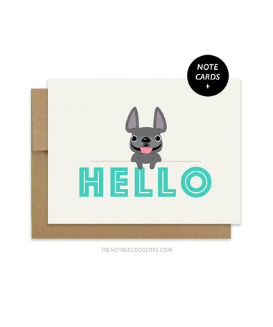 Hello - French Bulldog Note Cards - Set of 12