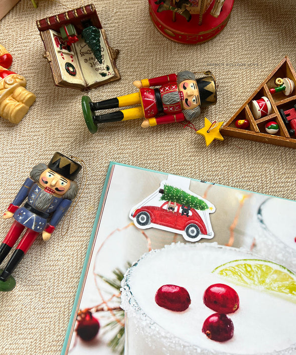 Holiday Buggy Magnetic Bookmark - TWO Frenchies