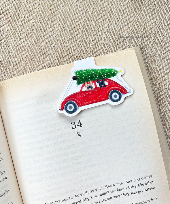 Holiday Buggy Magnetic Bookmark - TWO Frenchies