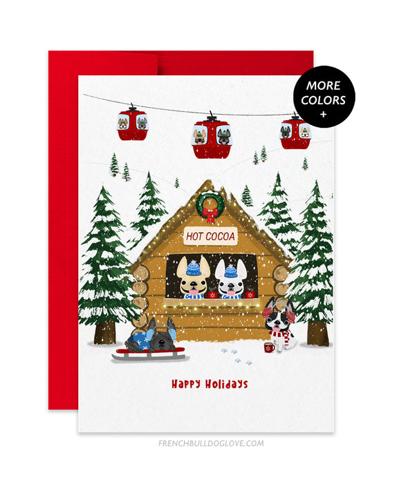 Ski Lodge French Bulldog Holiday Christmas Card