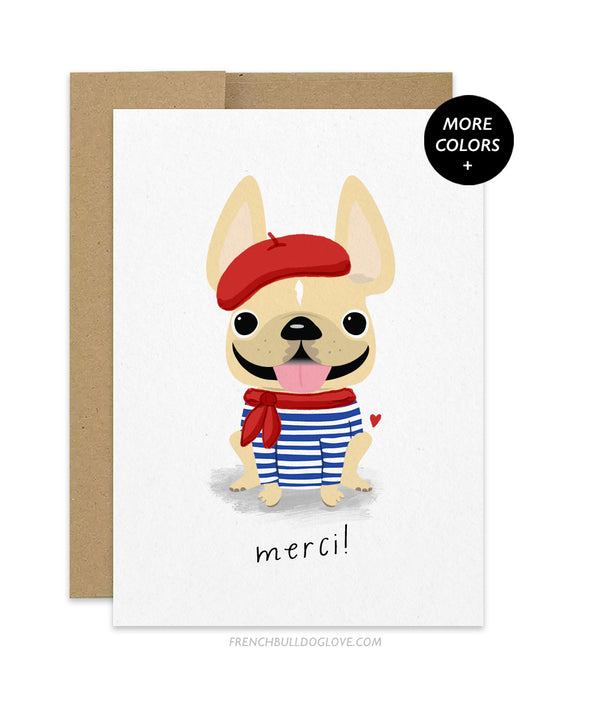 Merci Stripes - French Bulldog Card