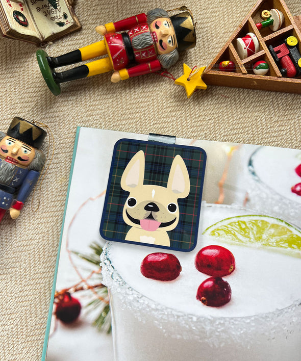 Holiday Plaid Magnetic Bookmark - Blue/Green