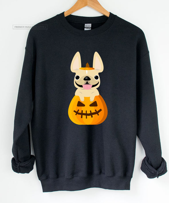 Frenchie in Pumpkin - Halloween Crewneck Sweatshirt - Unisex