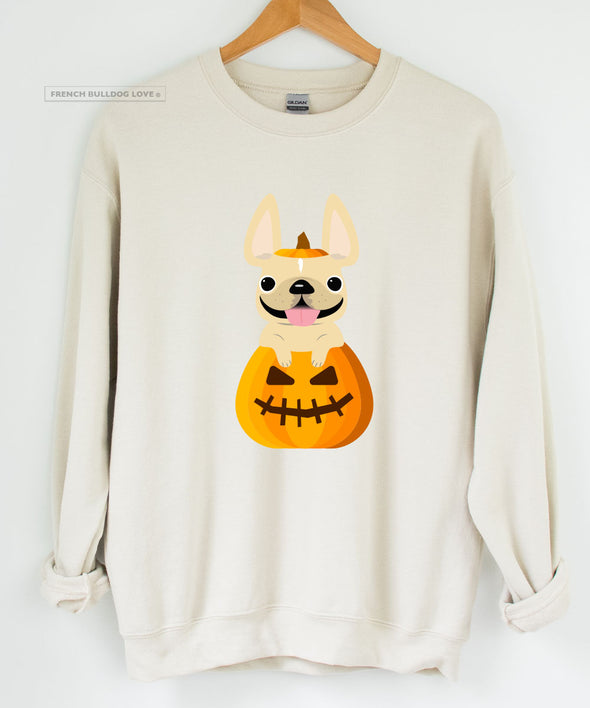Frenchie in Pumpkin - Halloween Crewneck Sweatshirt - Unisex