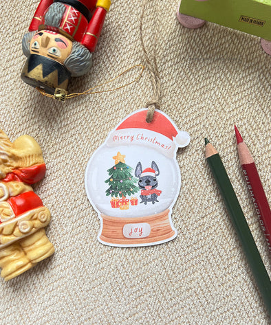 Holiday Snow Globe Gift Tags - Set of 12 - Pick Your Frenchie Color