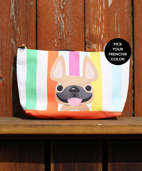 Summer Stripes Pouch - Pick Your Frenchie Color