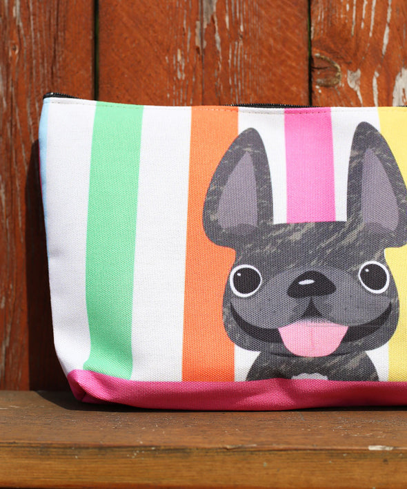 Summer Stripes Pouch - Pick Your Frenchie Color