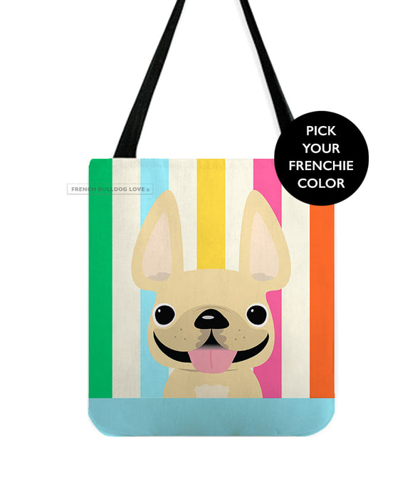 Summer Stripes Everyday Tote Bag - Pick Your Frenchie Color