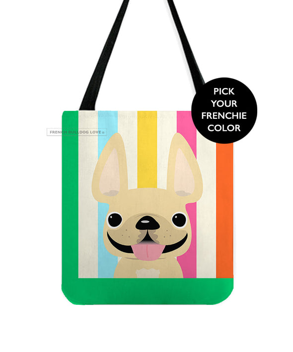 Summer Stripes Everyday Tote Bag - Pick Your Frenchie Color