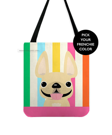 Summer Stripes Everyday Tote Bag - Pick Your Frenchie Color