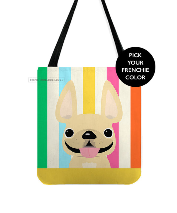 Summer Stripes Everyday Tote Bag - Pick Your Frenchie Color