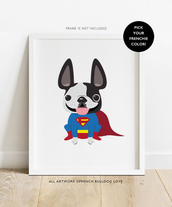 Super Frenchie - French Bulldog Halloween Print 8x10