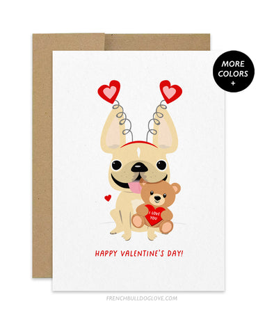 Valentine Bear - French Bulldog Greeting Card