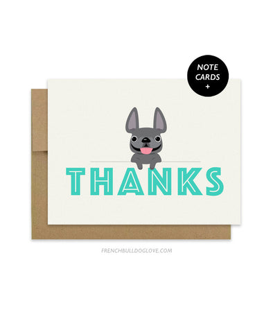 Thanks - French Bulldog Note Cards - Set of 12