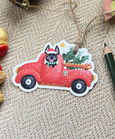 Holiday Truck Gift Tags - Set of 12 - Pick Your Frenchie Color