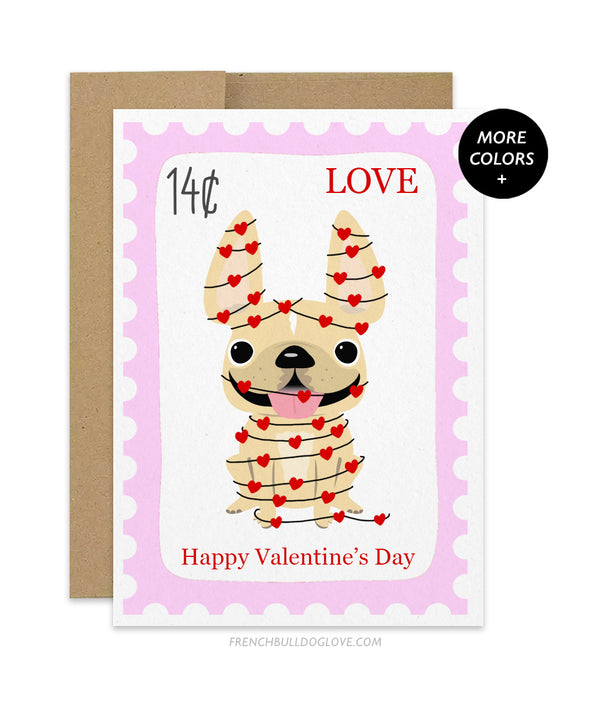 Valentine Stamp - French Bulldog Greeting Card