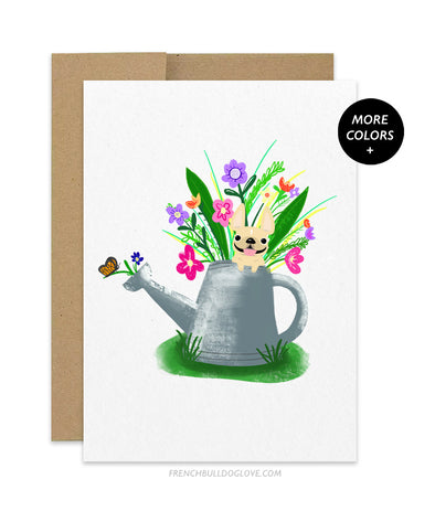 Flowers - French Bulldog Greeting Card
