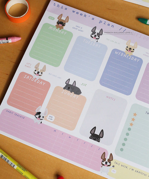 Happy Frenchies Weekly Planner Pad