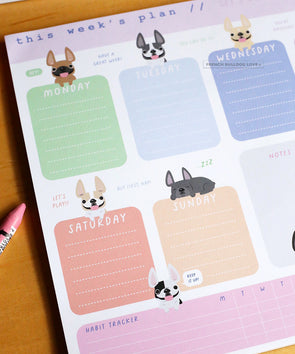 Happy Frenchies Weekly Planner Pad