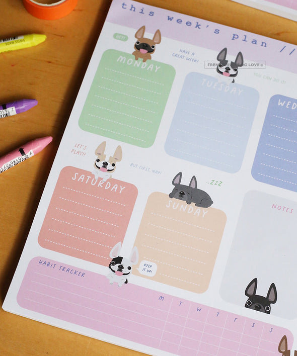 Happy Frenchies Weekly Planner Pad