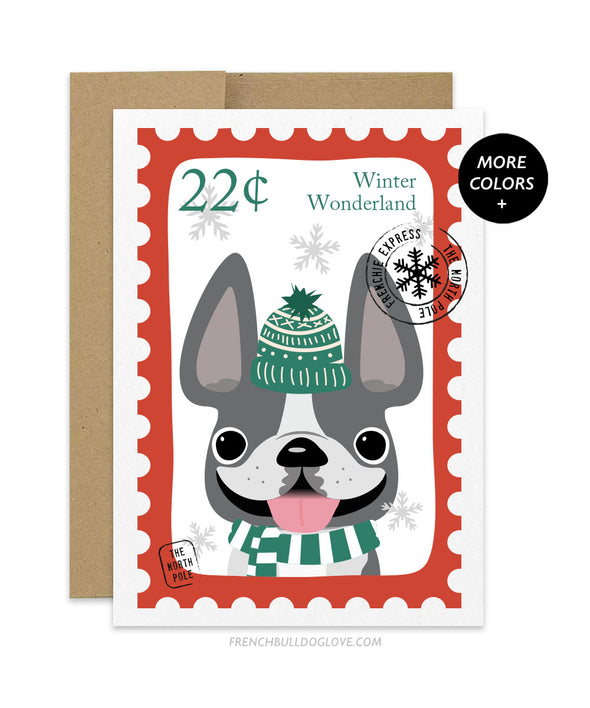 Holiday Stamps 6 - French Bulldog Christmas Card