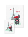 Bonjour/Merci 12 Card French Bulldog Eiffel Tower Set - French Bulldog Love - 12