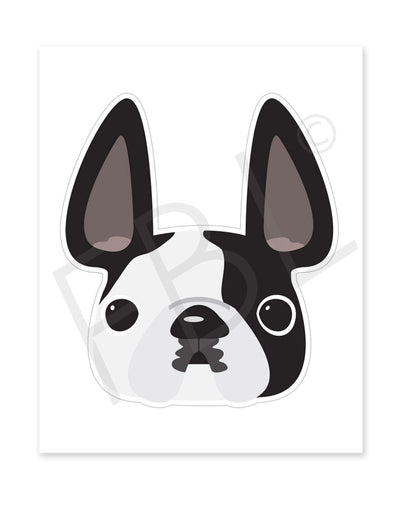 Black Pied / Large French Bulldog Sticker - French Bulldog Love