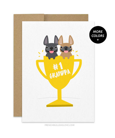 #1 Grandpa - TWO Frenchies - Father's Day Card