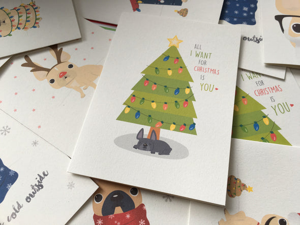 Mix & Match Any 12 HOLIDAY CARDS / BEST DEAL - French Bulldog Love - 5