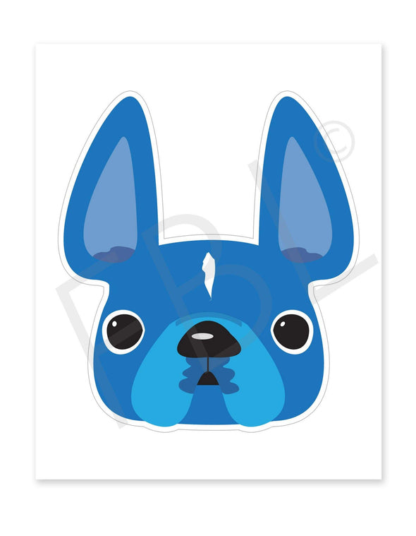 Blue / Large French Bulldog Sticker - French Bulldog Love
