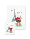 Bonjour/Merci 12 Card French Bulldog Eiffel Tower Set - French Bulldog Love - 8