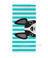 Black & White Pied / Striped French Bulldog Beach Towel - French Bulldog Love