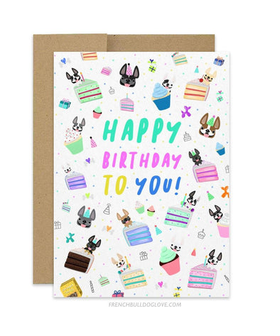 Birthday Celebration II - Frenchie Birthday Card - French Bulldog Love