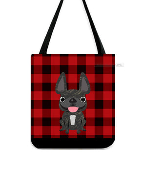 Plaid Tote Bag - Brindle French Bulldog Tote Bag