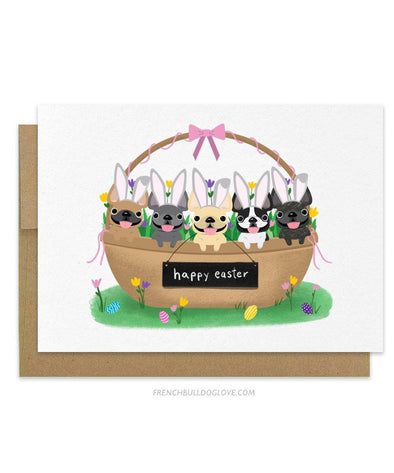 Bunny Basket - French Bulldog Easter Card - French Bulldog Love