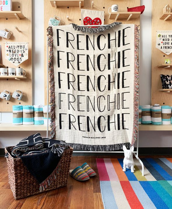 FRENCHIE Woven Blanket - Natural - 100% Cotton