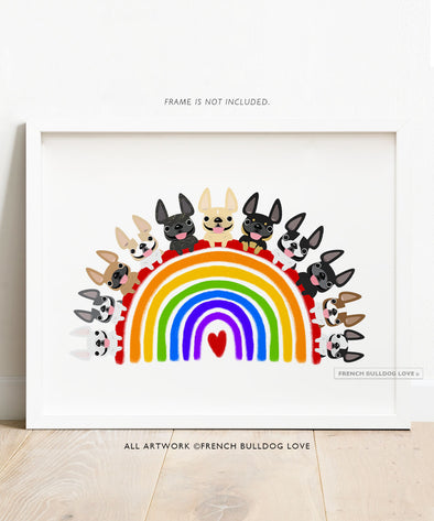 Frenchie Rainbow Art Print 8x10
