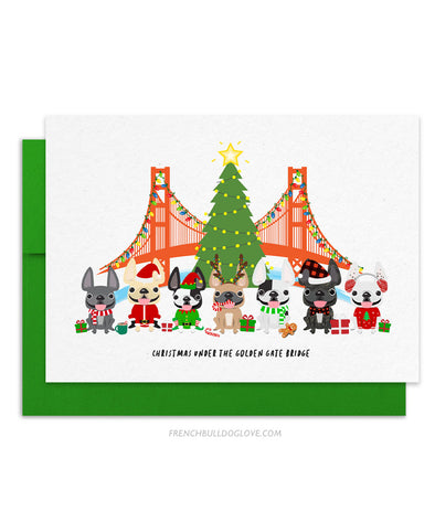 Christmas Under the Golden Gate Bridge French Bulldog Holiday Christmas Card