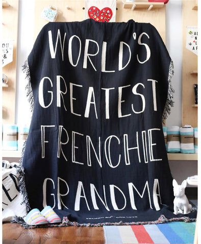 LARGE World's Greatest Frenchie Grandma - Woven Blanket