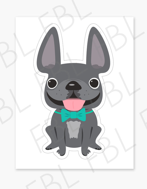 Grey Boy / Large French Bulldog Sticker - French Bulldog Love