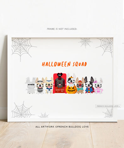 Halloween Squad - French Bulldog Art Print 8x10