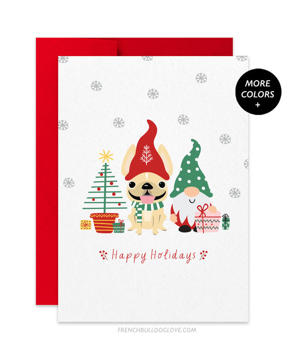 Holiday Gnome - French Bulldog Christmas Card
