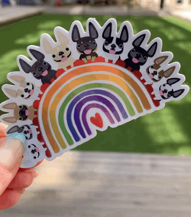 Holographic Frenchie Rainbow Sticker