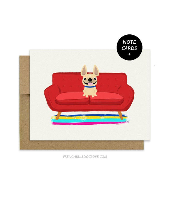 #100DAYPROJECT French Bulldog Note Cards Box Set of 12 - SOFA - French Bulldog Love
