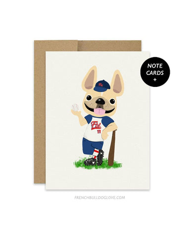 #100DAYPROJECT French Bulldog Note Cards Box Set of 12 - BASEBALL - French Bulldog Love
