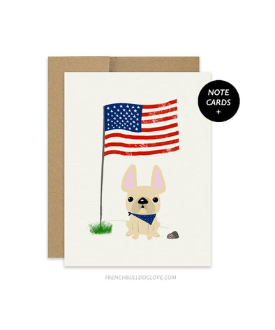 #100DAYPROJECT French Bulldog Note Cards Box Set of 12 - FLAG - French Bulldog Love