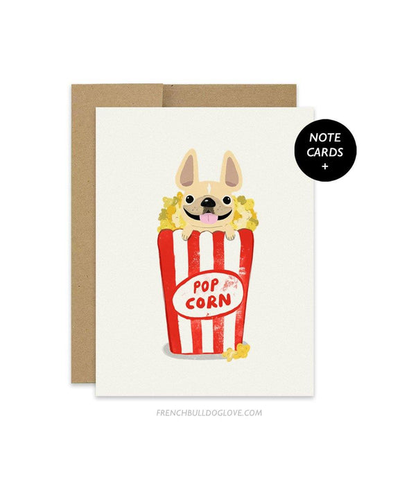 #100DAYPROJECT French Bulldog Note Cards Box Set of 12 - POPCORN - French Bulldog Love