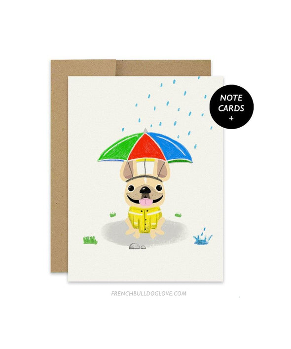 #100DAYPROJECT French Bulldog Note Cards Box Set of 12 - RAIN - French Bulldog Love