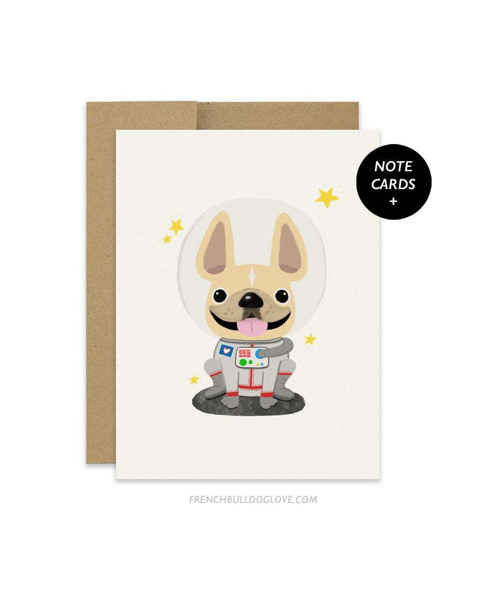 #100DAYPROJECT French Bulldog Note Cards Box Set of 12 - ASTRONAUT