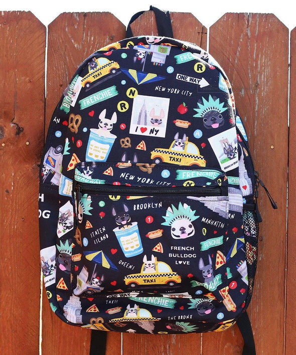 NYC French Bulldog Backpack by French Bulldog Love - BLACK